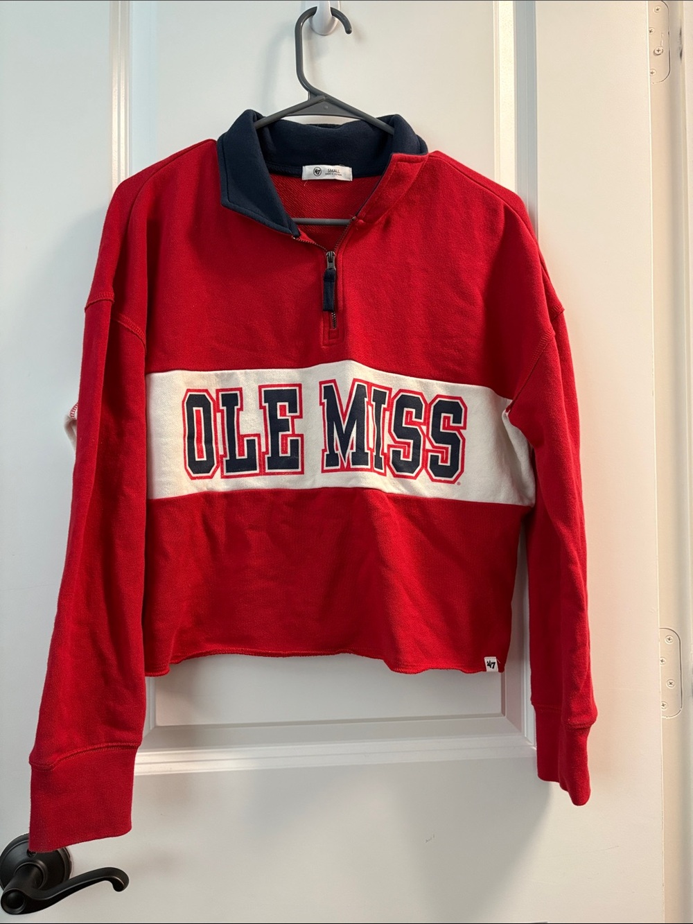 47 Brand Ole Miss Red & Navy Quarter-Zip Pullover Sweatshirt